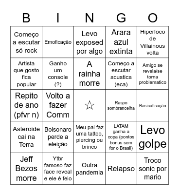 BINGO 2022 Bingo Card