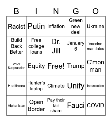 Biden Bingo Card