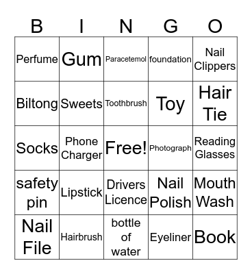 Handbag Bingo Card