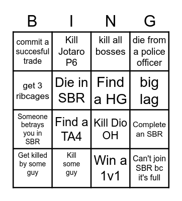 Yba "lockout" Bingo Card