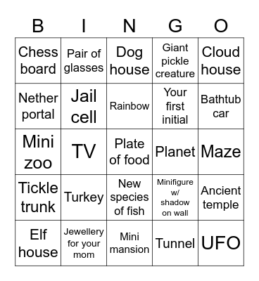 Shy’s Lego Challenge Bingo Card