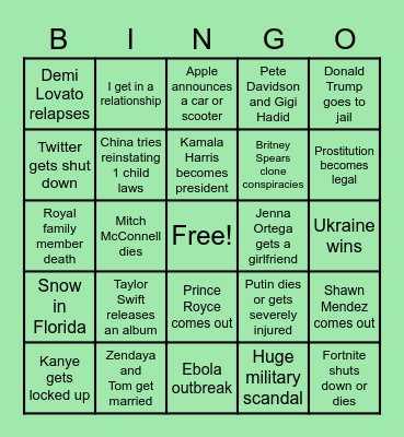 Lio’s 2023 Predictions Bingo Card