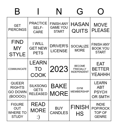 2023 bingo Card