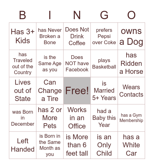 Find the Guest Who... Bingo Card