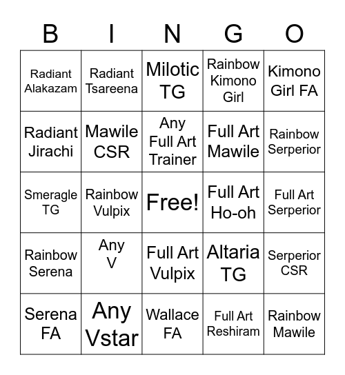 EASY ARCANA BINGOO Bingo Card