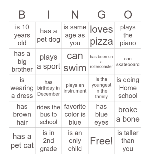 FIND A FRIEND WHO... Bingo Card