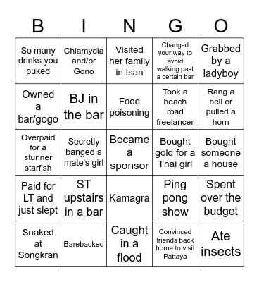 Pattaya Bingo Card