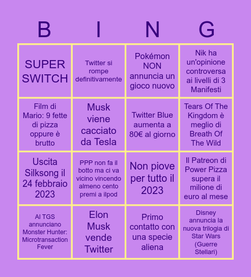 POWER BINGO 2023 Bingo Card
