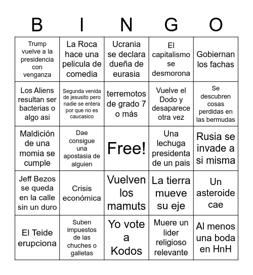 Bingo Rabs 2023 Bingo Card