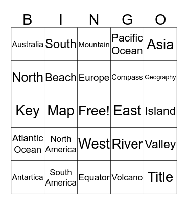 Geography Bingo Card