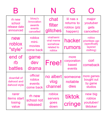 roblox bingo Card