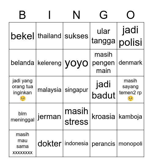 tae Bingo Card