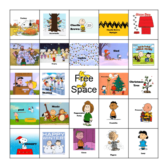 Charlie Brown Bingo Card