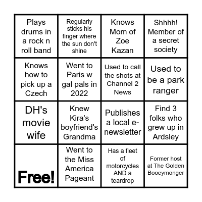 New Year's Eve Human Bingo Card
