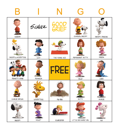 Sid's Party Bingo Card