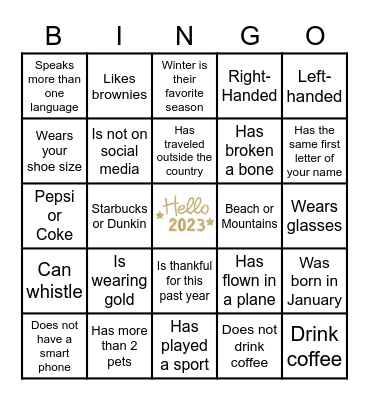 Happy New Years!! Find Someone Who: Bingo Card