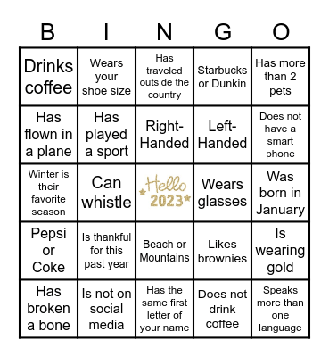 Happy New Years!! Find Someone Who: Bingo Card