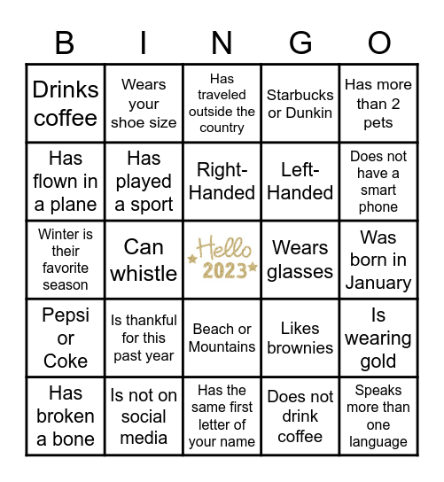 Happy New Years!! Find Someone Who: Bingo Card