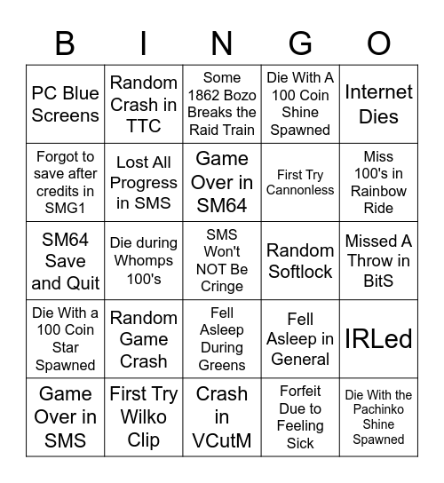 602 Race Bingo Card