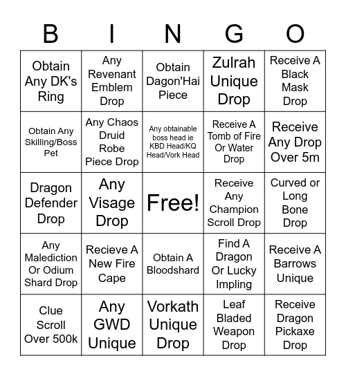 Hypers PVM BINGO Card