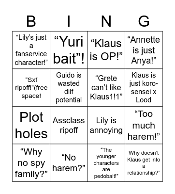 Why people don’t spy classroom Bingo Card