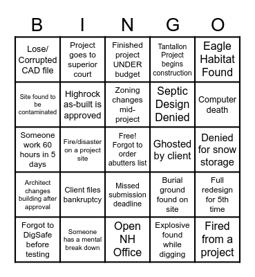 Chelmsford BINGO 2023 Bingo Card