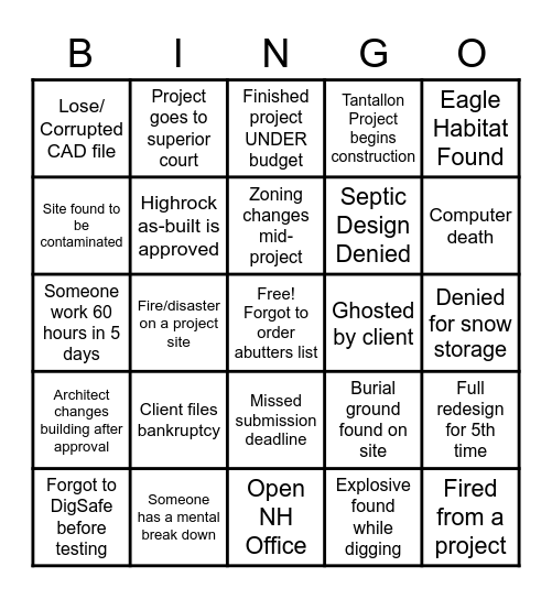 Chelmsford BINGO 2023 Bingo Card