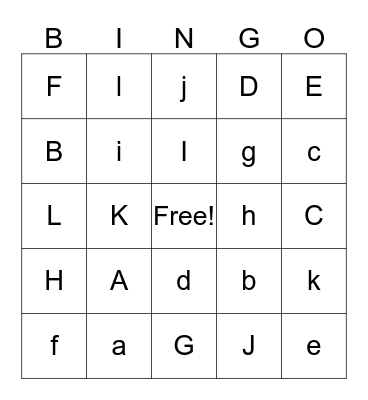 Alphabet Bingo Card