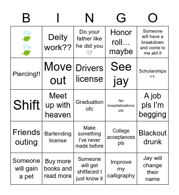 New Years bingo🥳🥳 Bingo Card