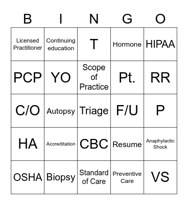 Chapter 1/2 Bingo Card