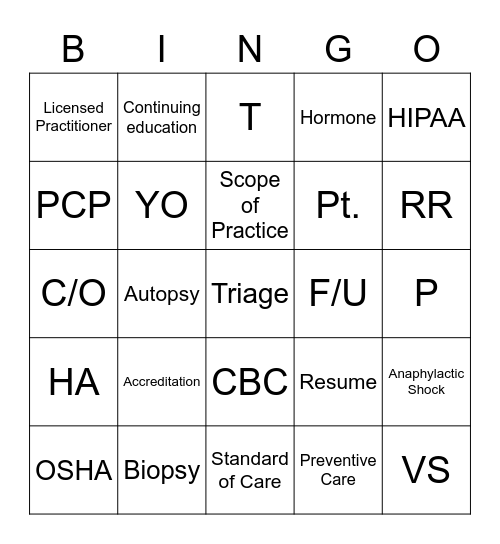 Chapter 1/2 Bingo Card