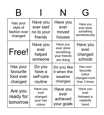 Social Media Bingo Card