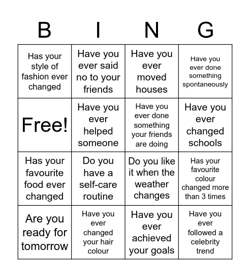 Social Media Bingo Card