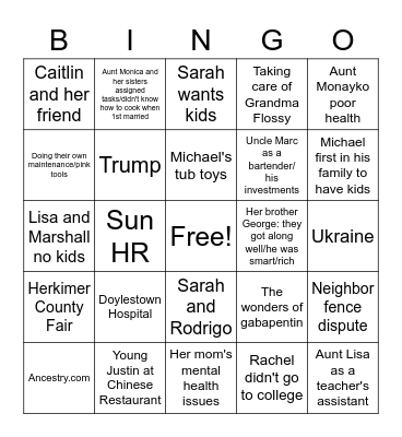 PA Bingo Card