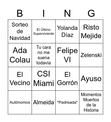 José Mota Nochevieja Bingo Card