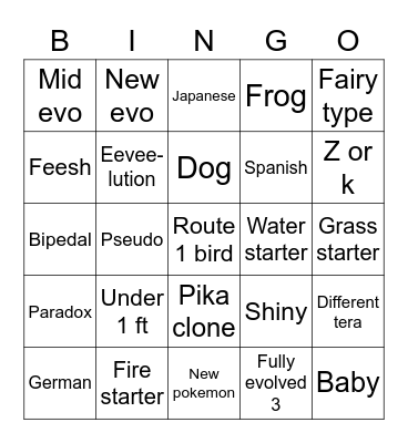 Pokemon s/v surprise trade Bingo Card