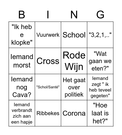 Framily Bingo Card