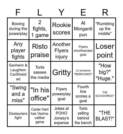 Flyers (Drinking) Bingo Card