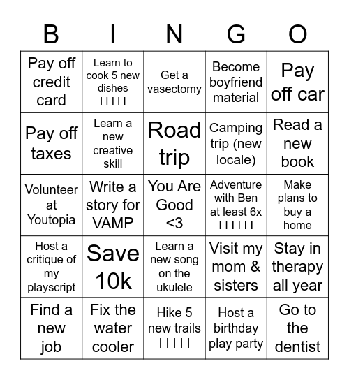 2023 & Me: Goals for Mittens Bingo Card