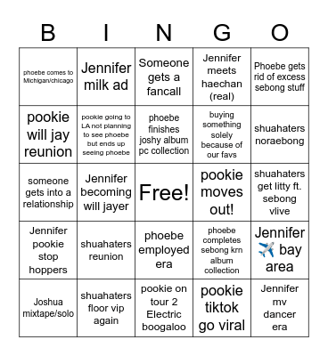 Shuahaters 2023 Bingo Card