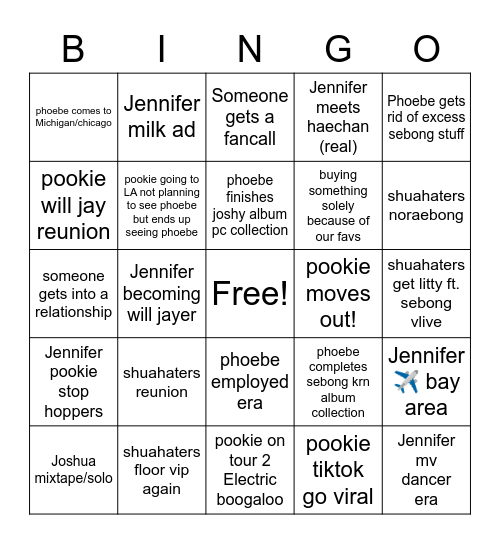 Shuahaters 2023 Bingo Card