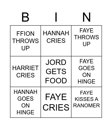 NYE 2023 BINGO Card