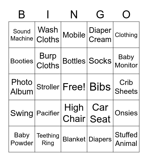 Baby Bingo Card