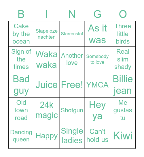 Nieuw jaar bingo Card