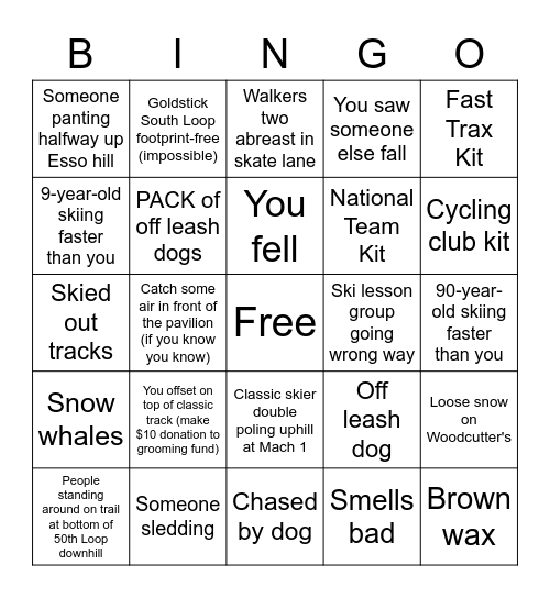Goldbar XC Bingo Card