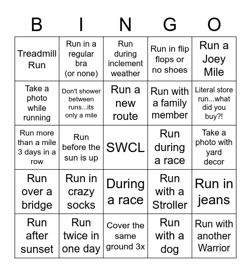 SWCL January Bingo Card