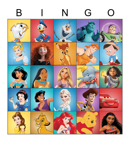 Disney Characters Bingo Card