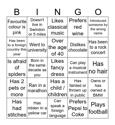 Find someone who... Bingo Card