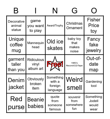 Thrift Store Bingo Card