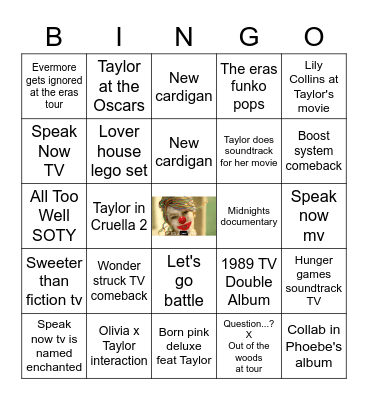 Taylor Swift 2023 Bingo Card